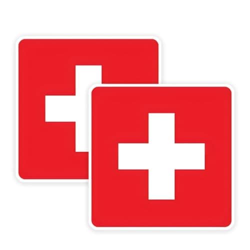 2-Pack 3.94"×3.94" Medical Rescue Cross Emblem Car Bumper Window Stickers for Truck Van, Waterproof Car Decals, Vinyl Material Decorative Accessories | #M516 (F)