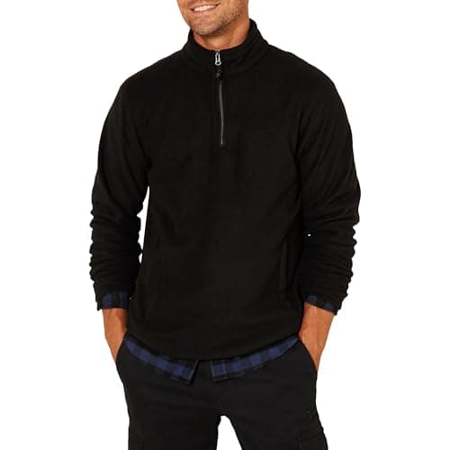 Amazon Essentials Men's Quarter-Zip Fleece Pullover Jacket, Insulated for Cold Weather, Black, X-Small