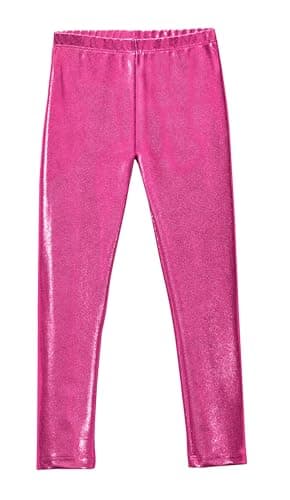 City Threads Girls Leggings Metallic Mermaid Print Shiny Colorful Fun Ankle Length for Style Fashion Parties Pop of Color, Sparkly Shimmer Pink, 14