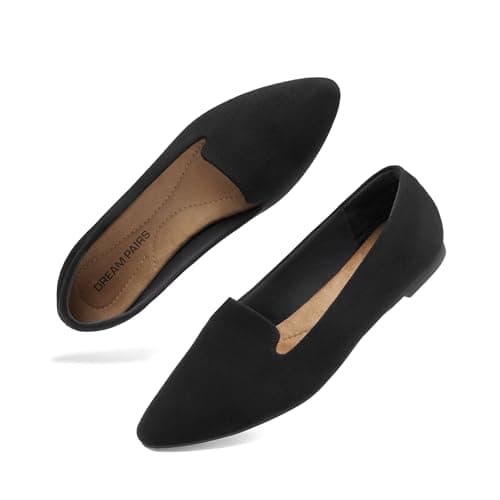 DREAM PAIRS Women's Pointed Toe Slip-On Dressy Flat Shoes Comfortable Business Casual Dress Shoes for Office Work,Size 7,Black,DWUMSP2502