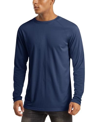 MAGCOMSEN Men's Long Sleeve Shirts Rash Guard Swim UPF 50+ UV Sun Protection Athletic Shirts for Hiking, Running, Workout Navy