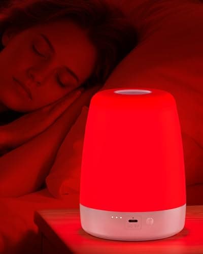 UTK Red Light Night Light Lamp for Sleep, 670nm Wavelength, 2 Color and 3 Brightness Options,Touch Control Red Light for Sleep Lamp for Adults & Kids Bedroom Use, Memory Function,2H Timer