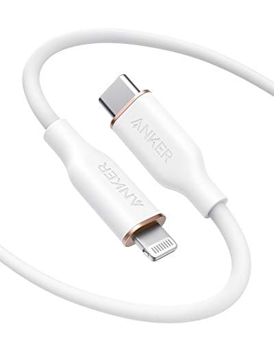 Anker USB C to Lightning Cable, MFi Certified Powerline III Flow Silicone Charging Cable for iPhone 13 13 Pro (Cloud White, 6ft)