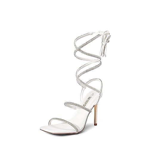 DREAM PAIRS White High Heels Stilletos Heels for Women Strappy Gladiator Sexy Square Toe Heels Open Toe Heels Dressy Pumps Sandals Size 5.5 SDHS2239W