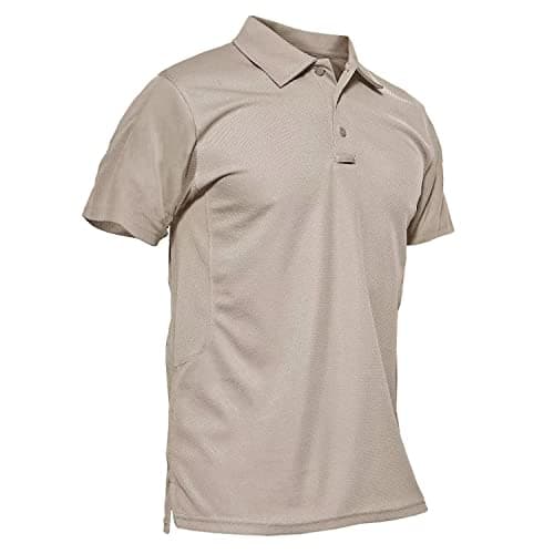 MAGCOMSEN Mens Polo Shirts Short Sleeve Golf Outdoor Dry Fit Polo Shirt Work Tactical T Shirt Khaki S