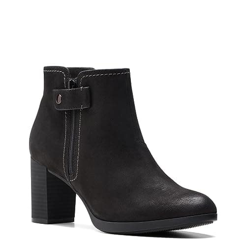 Clarks Women's Bayla Glow Fashion Boot, Black Nubuck, 9 Medium US