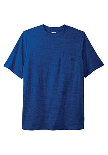 KingSize Men's Big & Tall Shrink-Less Lightweight Pocket Crewneck T-Shirt - 2XL, Cobalt Marl