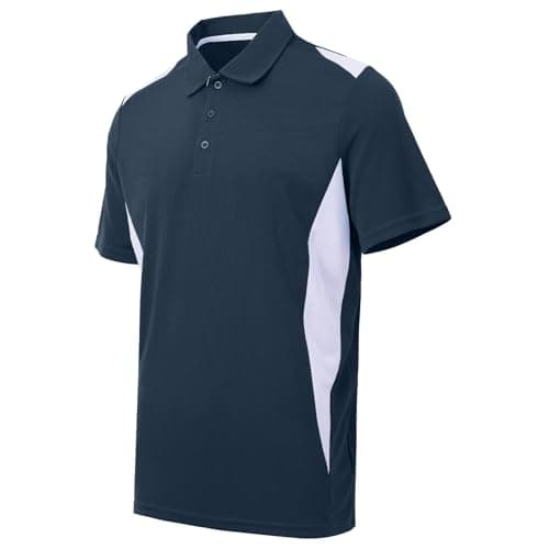 Corna Men's Short Sleeve Polo Shirt Classic Fit Outdoor Sport Golf Shirts Quick Dry Navy L