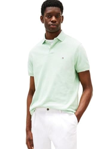 Tommy Hilfiger Men's 1985 Regular Short Sleeve Polo, Mint Gel Heather X-Large