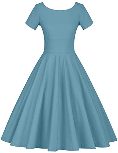 GownTown Women's 1950s Vintage Dresses Short Sleeves Cocktail Stretchy Party Dresses with Pocket