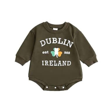 Coyciu Infant Baby Boy Girl St. Patrick Outfit Irish Letter Bubble Romper Shirt Newborn St Patrick's Day Clothes Outfits