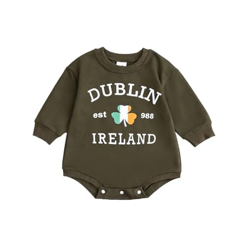 Coyciu Infant Baby Boy Girl St. Patrick Outfit Irish Letter Bubble Romper Shirt Newborn St Patrick's Day Clothes Outfits