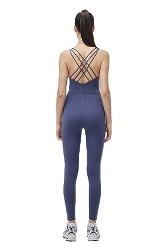 ONGASOFT Women's One Piece Jumpsuit for Workout Yoga Dance Strappy Athletic Bodysuit Open Back Rompers