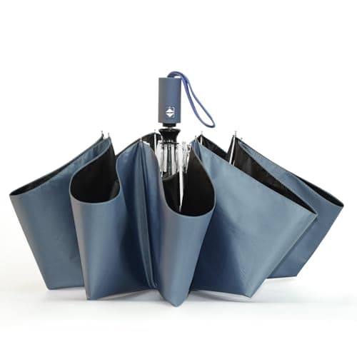 SY COMPACT Umbrella Automatic Travel Waterproof Light Folding Umbrellas Easy Carry for Women and Men (Blue)