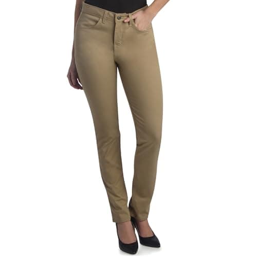 Dickies Women's High Rise Skinny Twill Pants, Rinsed Desert Sand, 32 RG