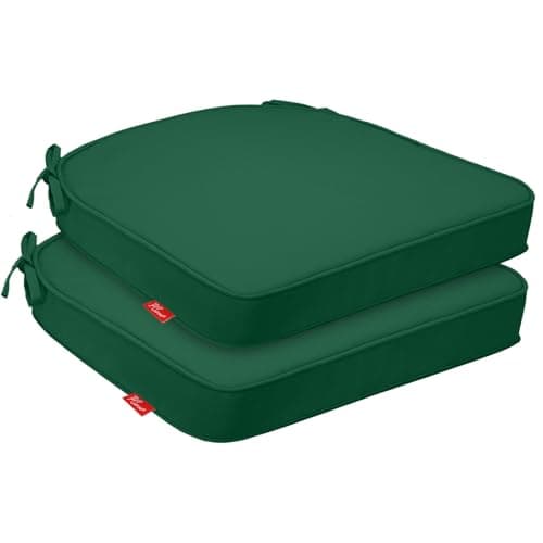 Pcinfuns Outdoor Chair Cushions Set of 2, 19x19 Inch U-Shape Patio Seat Cushions with Ties, Water & Fade Resistant High Density Foam Cushions for Garden Patio Chairs, Green
