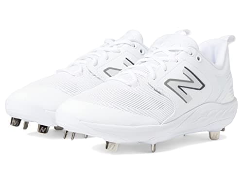 New Balance Men's Fresh Foam X 3000 V6 Metal Baseball Shoe, White/White, 17 W