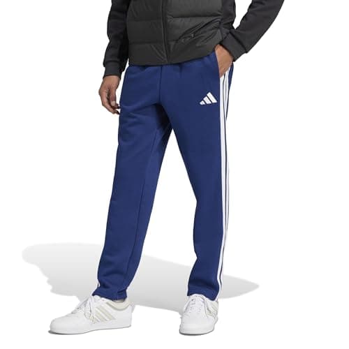 Adidas Mens Essentials 3-Stripes Fleece Sportswear Pants, Dark Blue/White, XX-Small