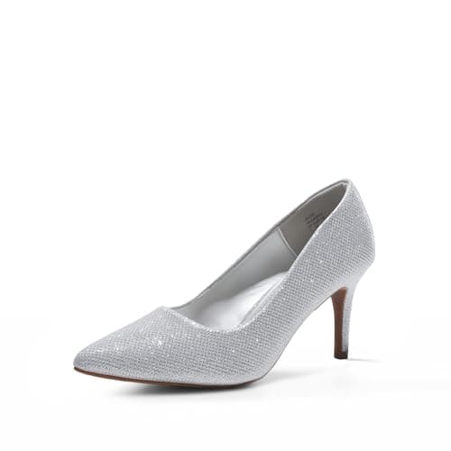 DREAM PAIRS Women's High Stiletto Heels Closed Pointed Toe Dress Pumps Shoes for Wedding Work Office Business, 3 Inches,Size 5.5,Silver/Glitter,KUCCI