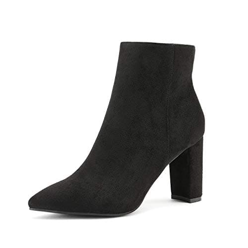 DREAM PAIRS Women's Chunky Heel Ankle Booties Pointed Toe Short Boots,Size 5.5,Black,SIANNA-1