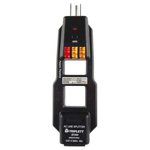 Triplett ET200 AC Line Splitter and GFCI Outlet/Receptacle Tester with 5 Visual Indicators