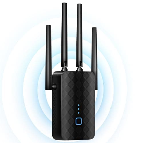 WiFi Extender Signal Booster, WiFi Booster Dual Band 5.8GHz&2.4GHz, Covers Up to 10000 Sq.ft, 1.2Gbps WiFi Repeater with One Ethernet Port, One-tap Setup