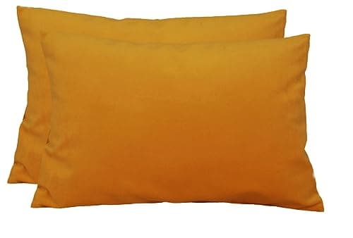 TangDepot 2-Pack Super Soft Velvet Pillow Covers, 12x24 Golden Yellow