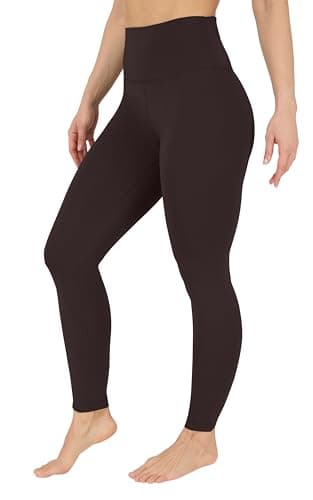 90 Degree By Reflex Women’s Fleece Lined Leggings Winter Yoga Pants - Chocolate Mousse - Medium