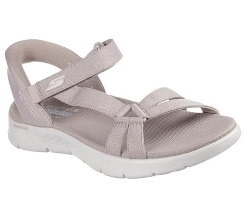 SKECHERS Women's GO Walk Flex Sandal - Illuminate Hands Free Slip-ins Fisherman, Taupe, 12