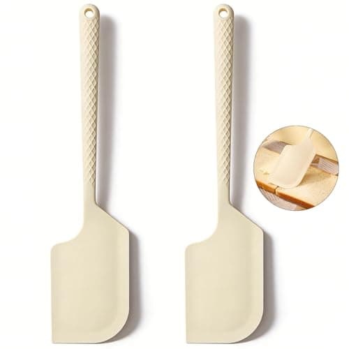 11.6 Inch Scraper Spatula, 600°F Heat resistant Rubber Spatulas for Baking,Cooking and Mixing,Wide Edge Rubber Silicone Spatula (2, Milky white)
