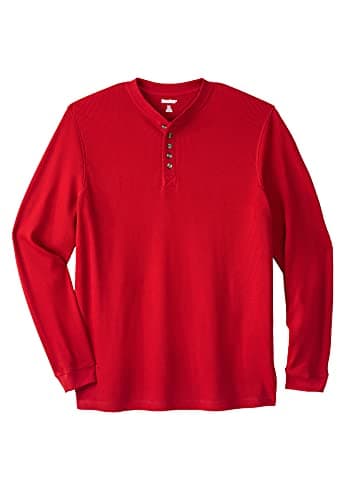 KingSize Men's Big & Tall Waffle-Knit Thermal Henley Tee - 2XL, Red