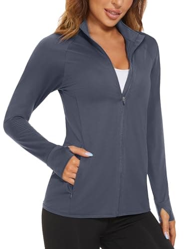 MAGCOMSEN Lightweight Jacket for Women Long Sleeve UPF 50+ Sun Protection Shirts Hiking Running Workout Shirts Grey M