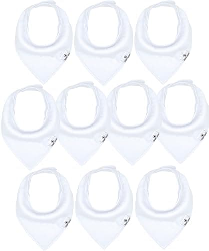 Diaper Squad 10-Pack Organic Cotton Baby Bibs for Baby Boy, Girl (White, 10-Pack)
