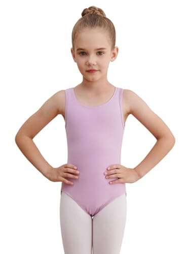 WEGETIT Leotards for Girls Gymnastics Black Sleeveless Leotard Toddler Dance Tank top Kids Ballet Bodysuit (Light Purple, 2-4T)