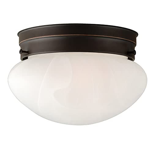 Design House Millbridge Dome 7-5/8 Inch Diameter Indoor Ceiling Light Fixture, for Bedroom, Hallway, Closet & Dining Room, Alabaster Glass, Oil Rubbed Bronze 514547