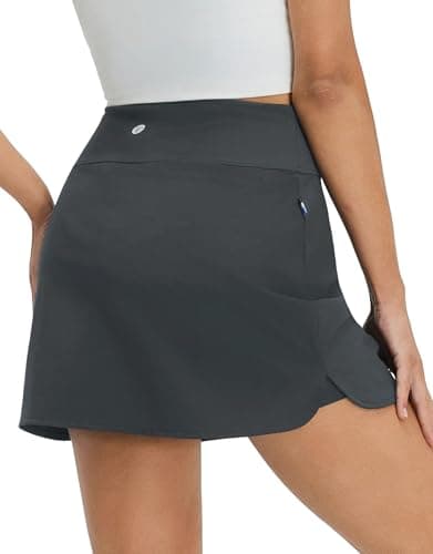 M MAELREG Women's Athletic Tennis Skirts Lightweight Breathable A Line Casual Skort for Workout Running Golf Skirts Dark Grey