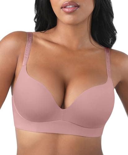FeelinGirl Padded Push Up Bra No Underwire Full Coverage Wirefree Bralettes Soft T-Shirt Bras for Women Pink 38B