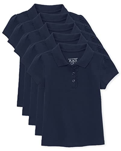 The Children's Place Baby Girls and Toddler Girls Short Sleeve Ruffle Pique Polo, Tidal, 4T