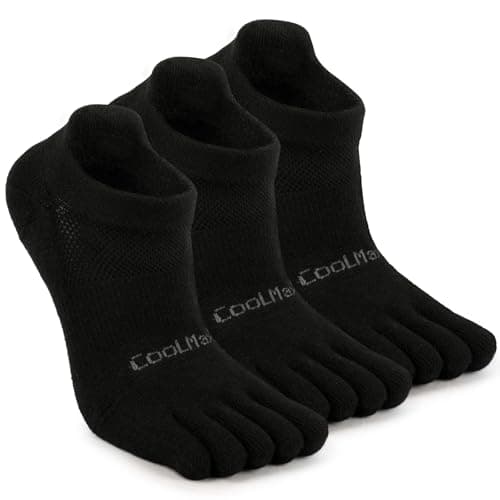 TikMox Five Toe Running Socks for Men Women, Athletic Toe Socks with Arch Support, Coolmax Moisture Wicking Fabric, Breathable Blister Prevention Low Cut Socks for Running Walking Hiking