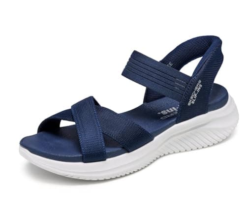 Skechers Women's ULTRA FLEX 3.0 - NEVER NETTER Hands Free Slip-Ins Sandal, Navy, 6.5 M