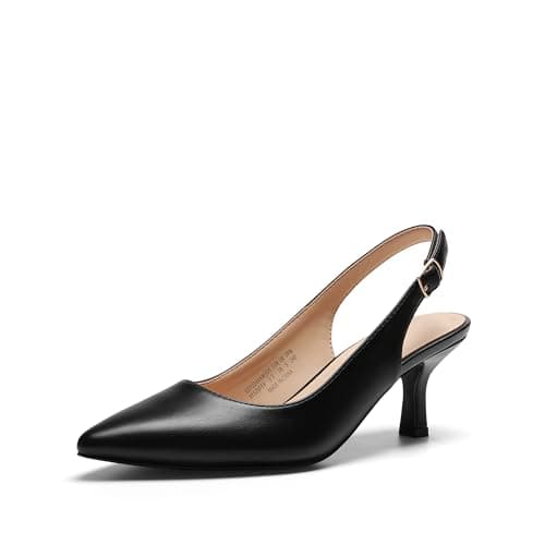 DREAM PAIRS Women's Kitten Heel Slingback Pointed Closed Toe Low Stiletto Heels Dress Bridal Elegant Wedding Pumps Shoes,Size 6.5,Black,SDPU2444W