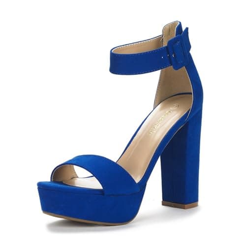 DREAM PAIRS Womens HI-LO High Heel Platform Pump Sandal Orinthia,Size 5,Royal/Blue,HI-LO