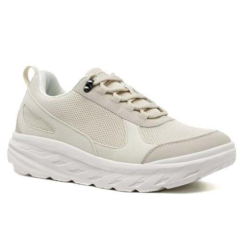 Men's Orthopedic Diabetic Wide Walking Shoes: Durable and Breathable Cushion Thick Sole Sneakers, Stylish Comfortable Bunions Shoes for Plantar Fasciitis Beige Size 9