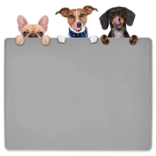 KVK Pet Food Mat Pet Feeding Mat Silicone Placemat for Dog and Cat Food Water Bowl Dog Food Mats for Floors Non Slip Waterproof Anti-bite Cool Grey 39.4X29.5in