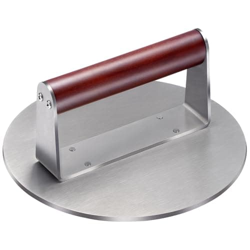 Extra Large Stainless Steel Burger Press, 8.5" NonStick Hamburger Smasher Tool & Grill Press, 2.5 lbs Heavy Duty Bacon Press with Wood Handle for Blackstone Camp Chef Pitboss Weber Griddle Grills