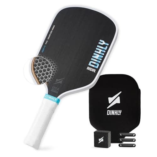 DINKLY Radial Pro Pickleball Paddle, T700 Raw Carbon Fiber Thermoformed with Foam Injected Walls, USAPA Approved Pickle Ball Racket, Engineered for Maximum Spin & Consistency (13mm Hybrid)