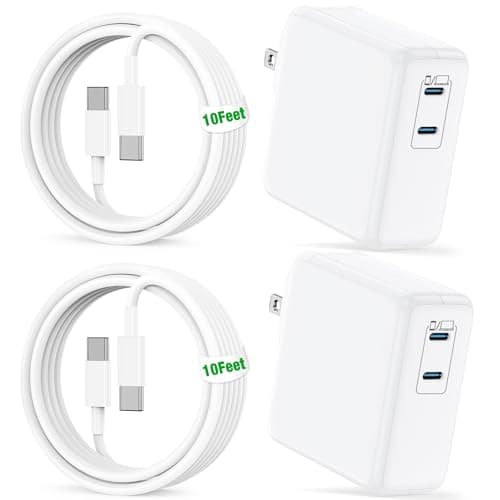Mac Book Pro Charger and 10ft Type C to C Cable Cord Long,100W USB C Fast Charging Power Adapter for MacBook Pro/Air 16 15 14 13 inch/2025 2024 2023 2022 2021/M5 M4 M3 M2M1/Laptop,iPad,iPhone 17 16 15
