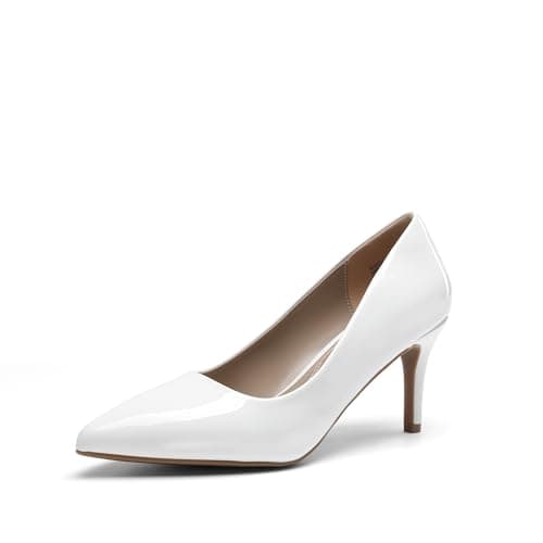 DREAM PAIRS Women's High Stiletto Heels Closed Pointed Toe Dress Pumps Shoes for Wedding Work Office Business, 3 Inches,Size 6.5,White/Pat,KUCCI
