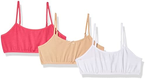 Maidenform Girl Crop Bra 3 Pack, Nude/Pink/White, Medium