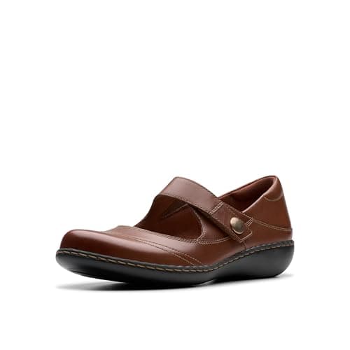 Clarks Collection Women's Ashland Elayne Mary Jane Flat, British Tan Leather, 11 Medium US
